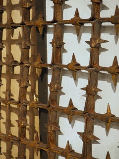 Large Spanish Wrought Iron Medieval Style Gate with Transom, Single Door C. 1900