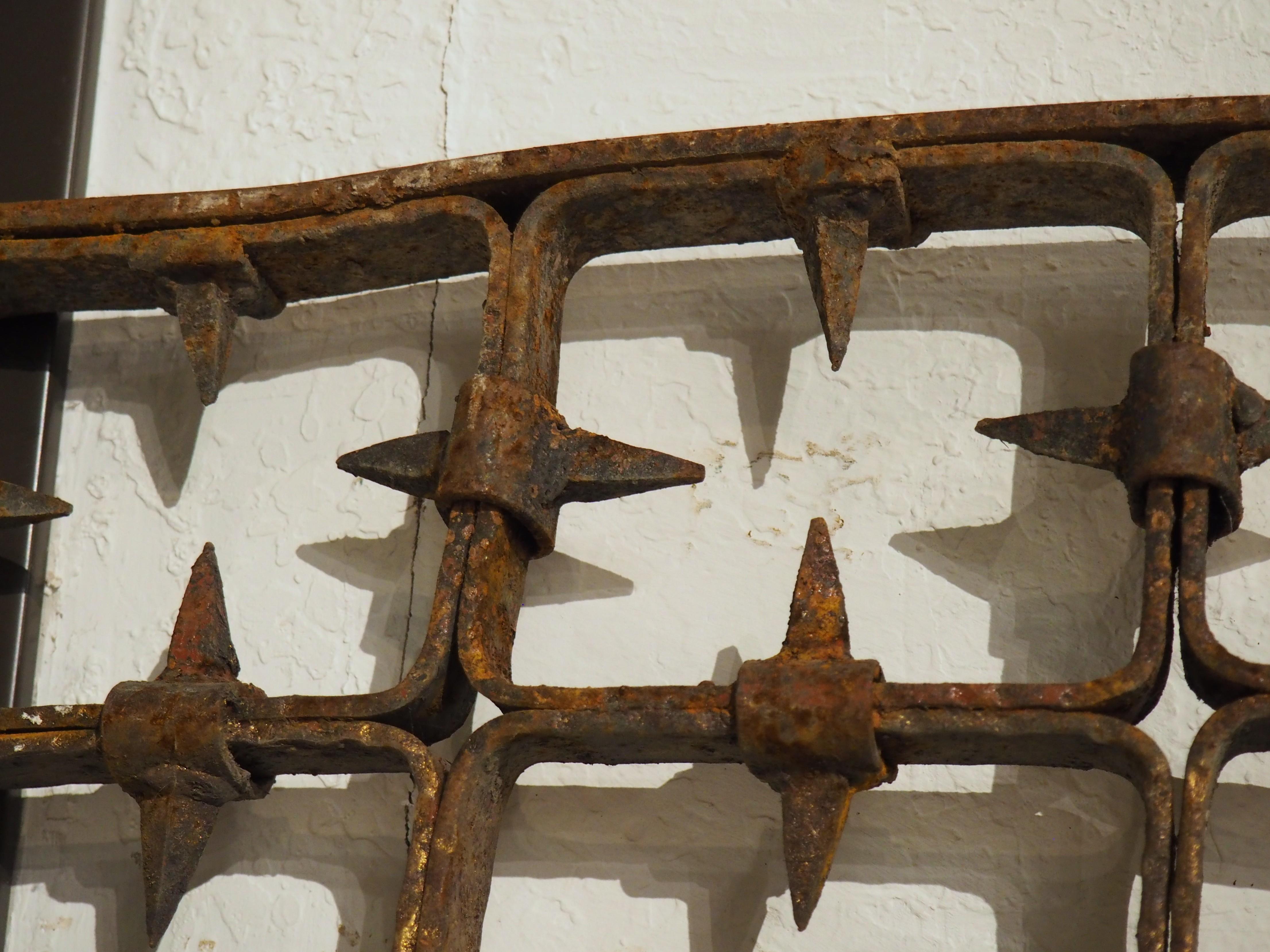 Large Spanish Wrought Iron Medieval Style Gate with Transom, Single Door C. 1900 In Good Condition For Sale In Dallas, TX