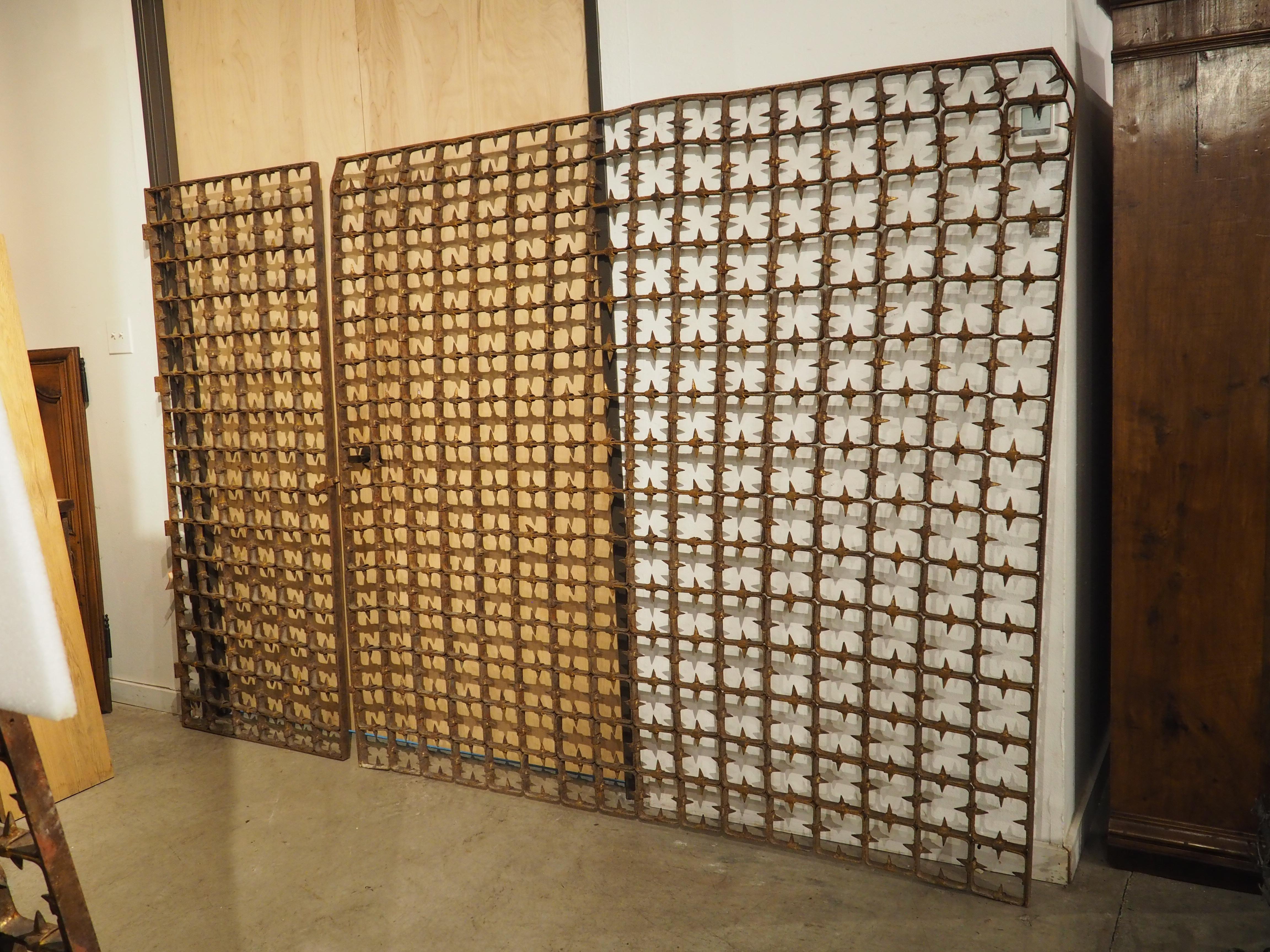 Metal Large Spanish Wrought Iron Medieval Style Gate with Transom, Single Door C. 1900 For Sale