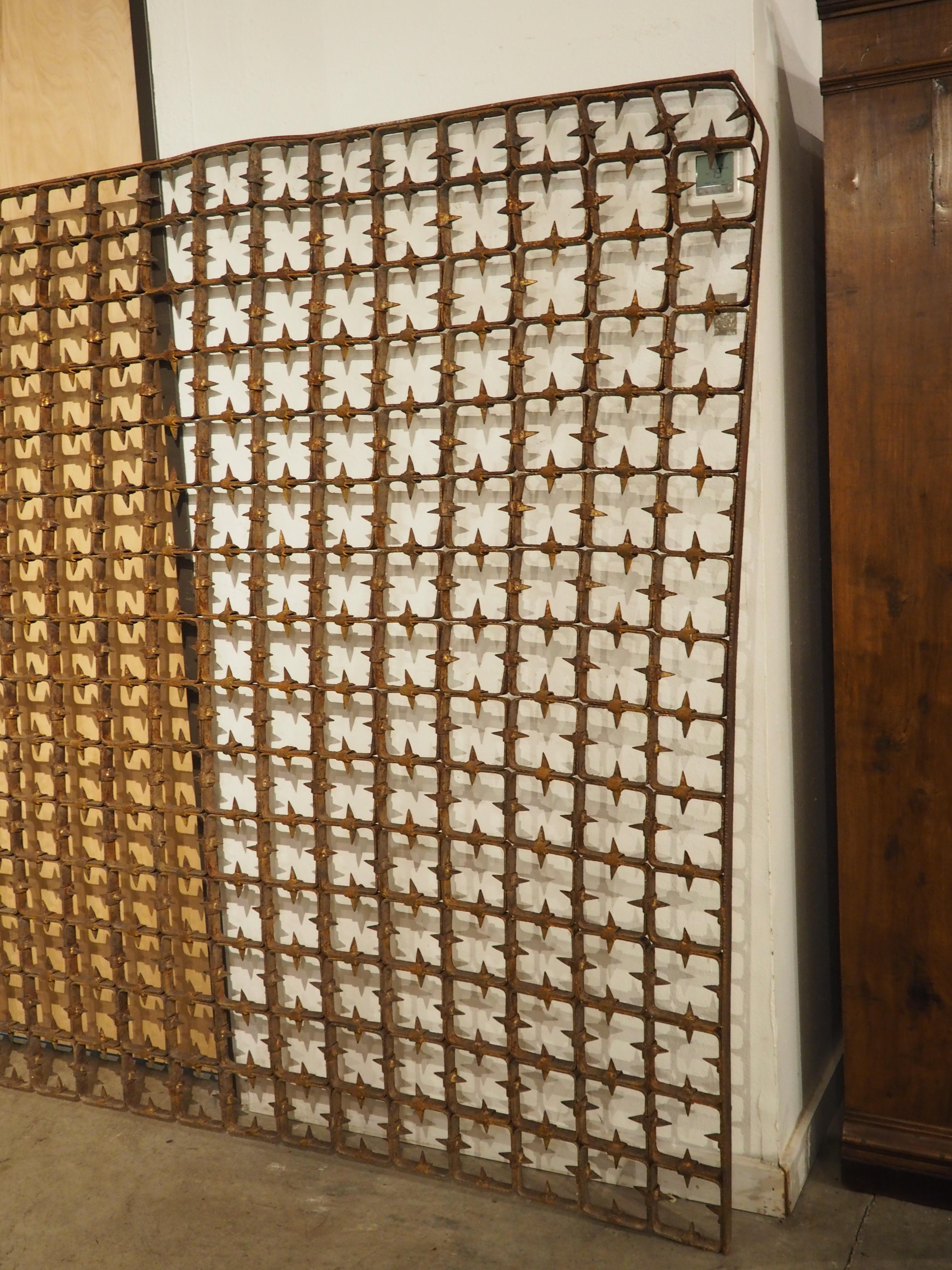 Large Spanish Wrought Iron Medieval Style Gate with Transom, Single Door C. 1900 For Sale 1