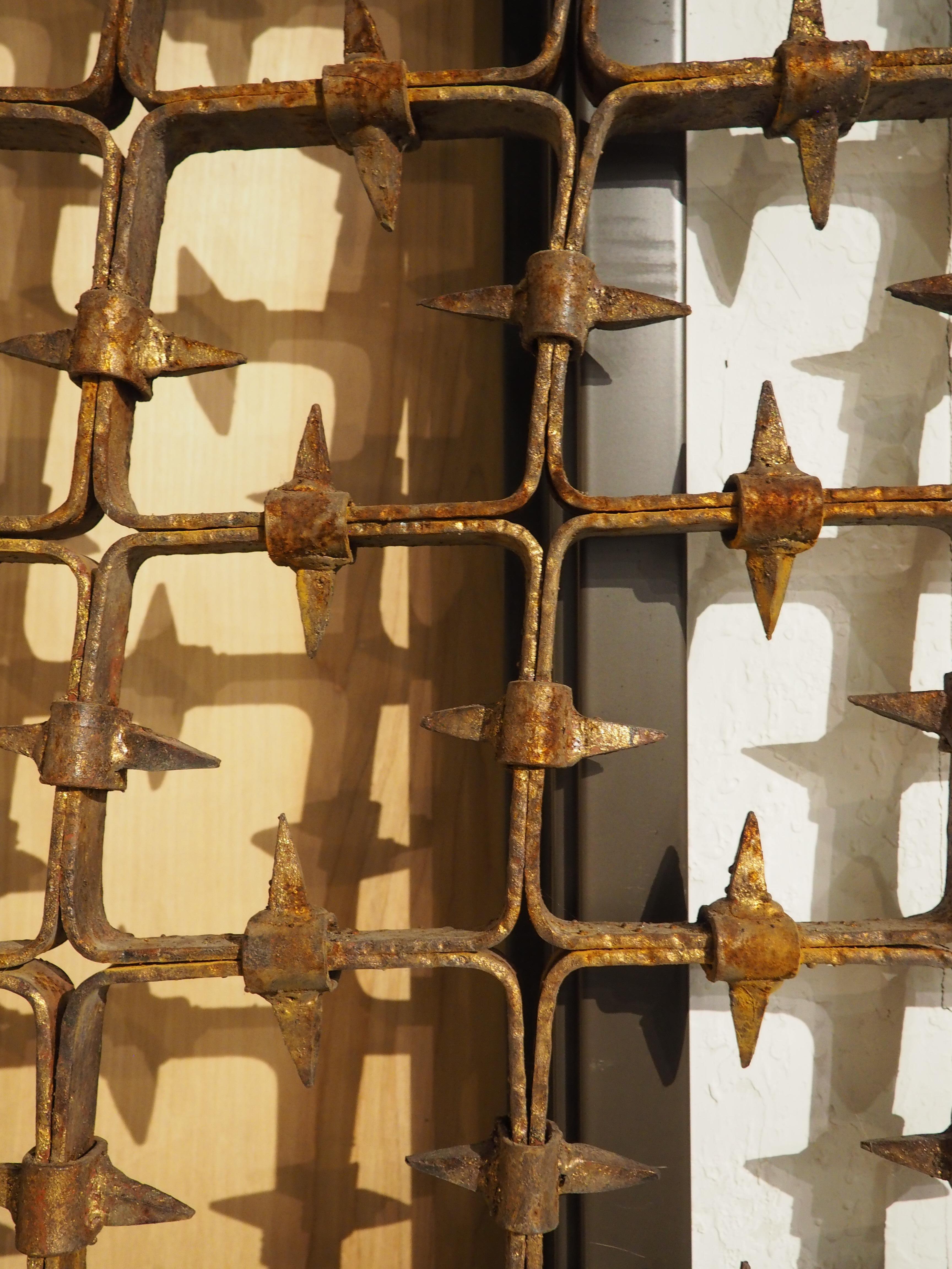 Large Spanish Wrought Iron Medieval Style Gate with Transom, Single Door C. 1900 For Sale 2