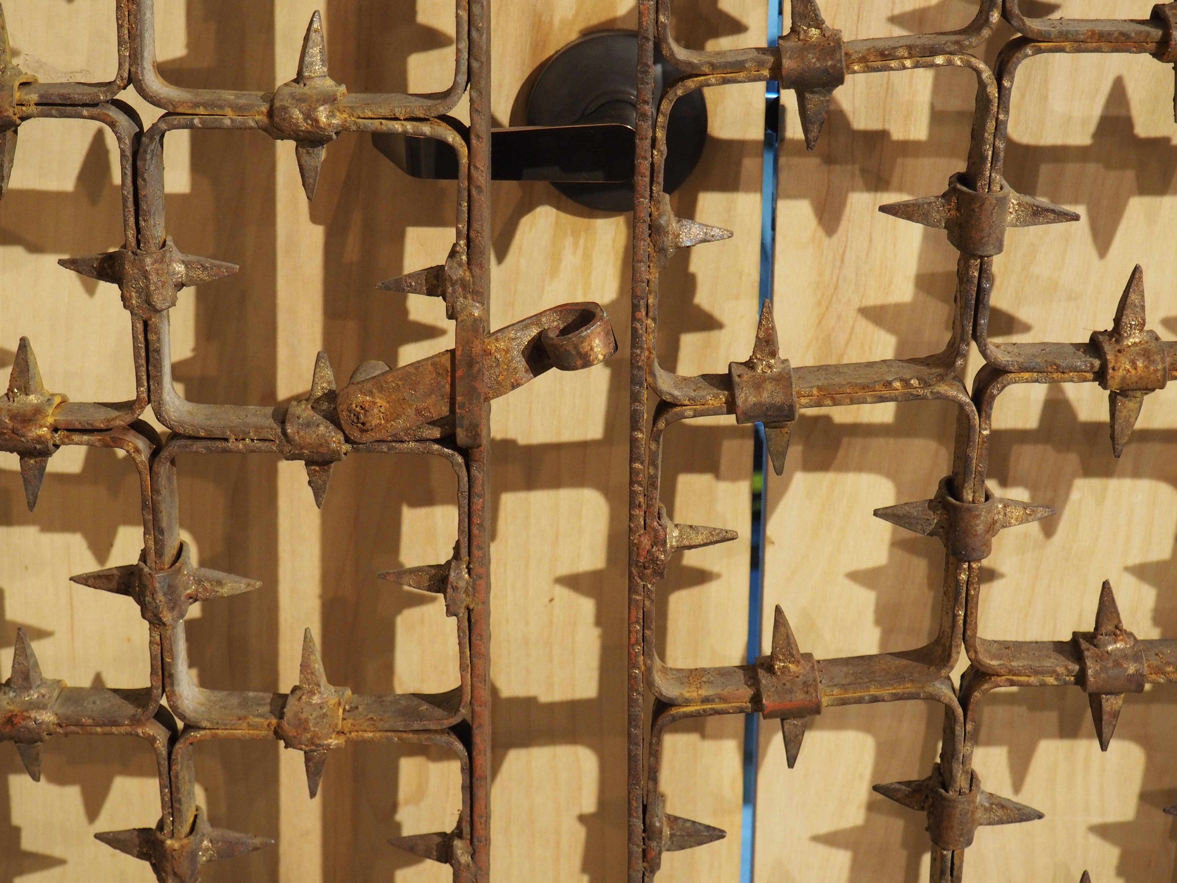 Large Spanish Wrought Iron Medieval Style Gate with Transom, Single Door C. 1900 For Sale 4