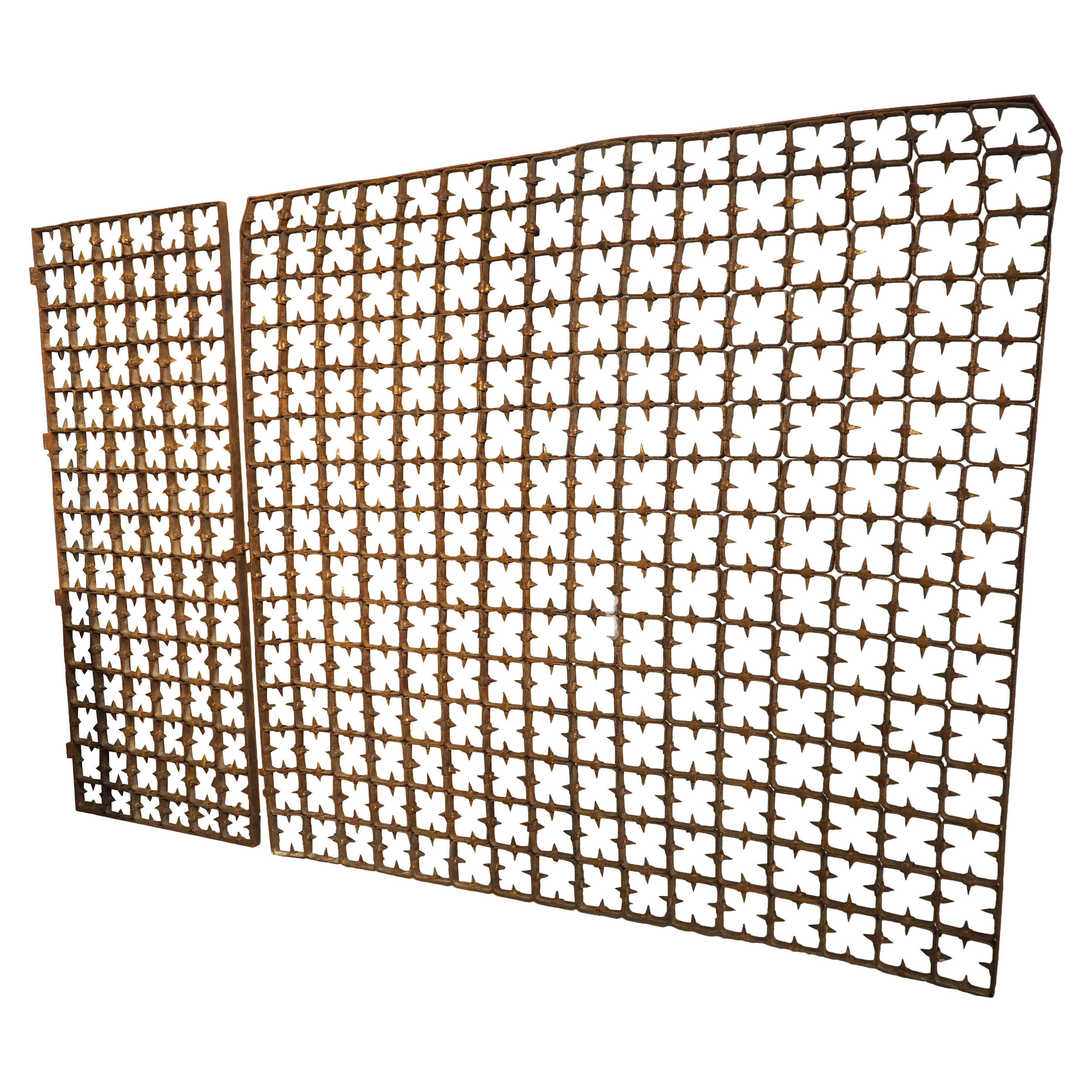 Large Spanish Wrought Iron Medieval Style Gate with Transom, Single Door C. 1900 For Sale