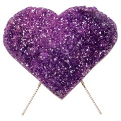Large Sparkly Amethyst Heart with Deep Violet-Purple Druzy