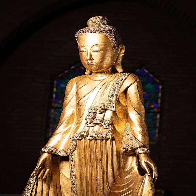 Bois Grand Bouddha birman Shan spécial de Birmanie en vente
