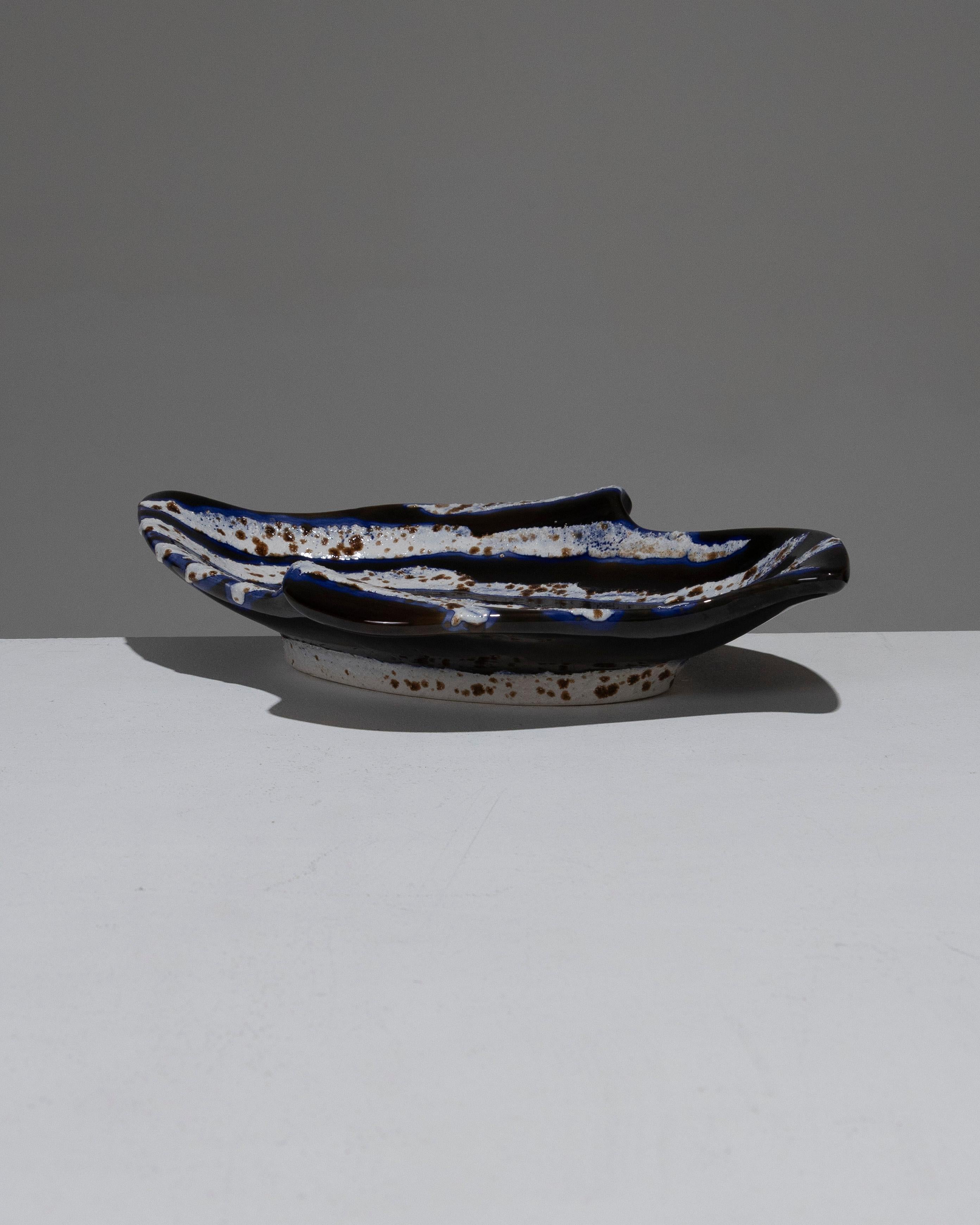 Large Speckled Ceramic Bowl, 1950s In Good Condition For Sale In PARIS, FR