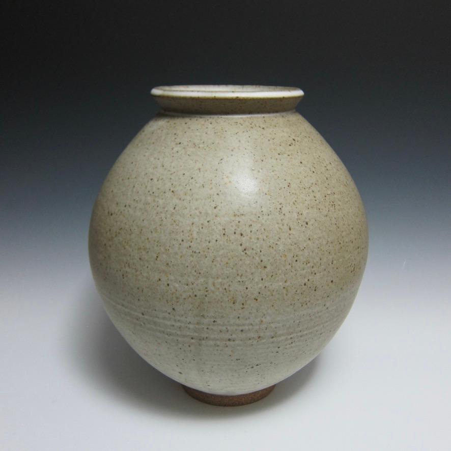 Modern Large Speckled White Moon Jar by Jason Fox For Sale