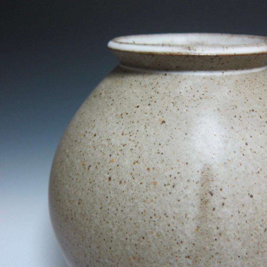 American Large Speckled White Moon Jar by Jason Fox For Sale