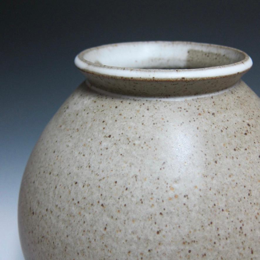 Glazed Large Speckled White Moon Jar by Jason Fox For Sale