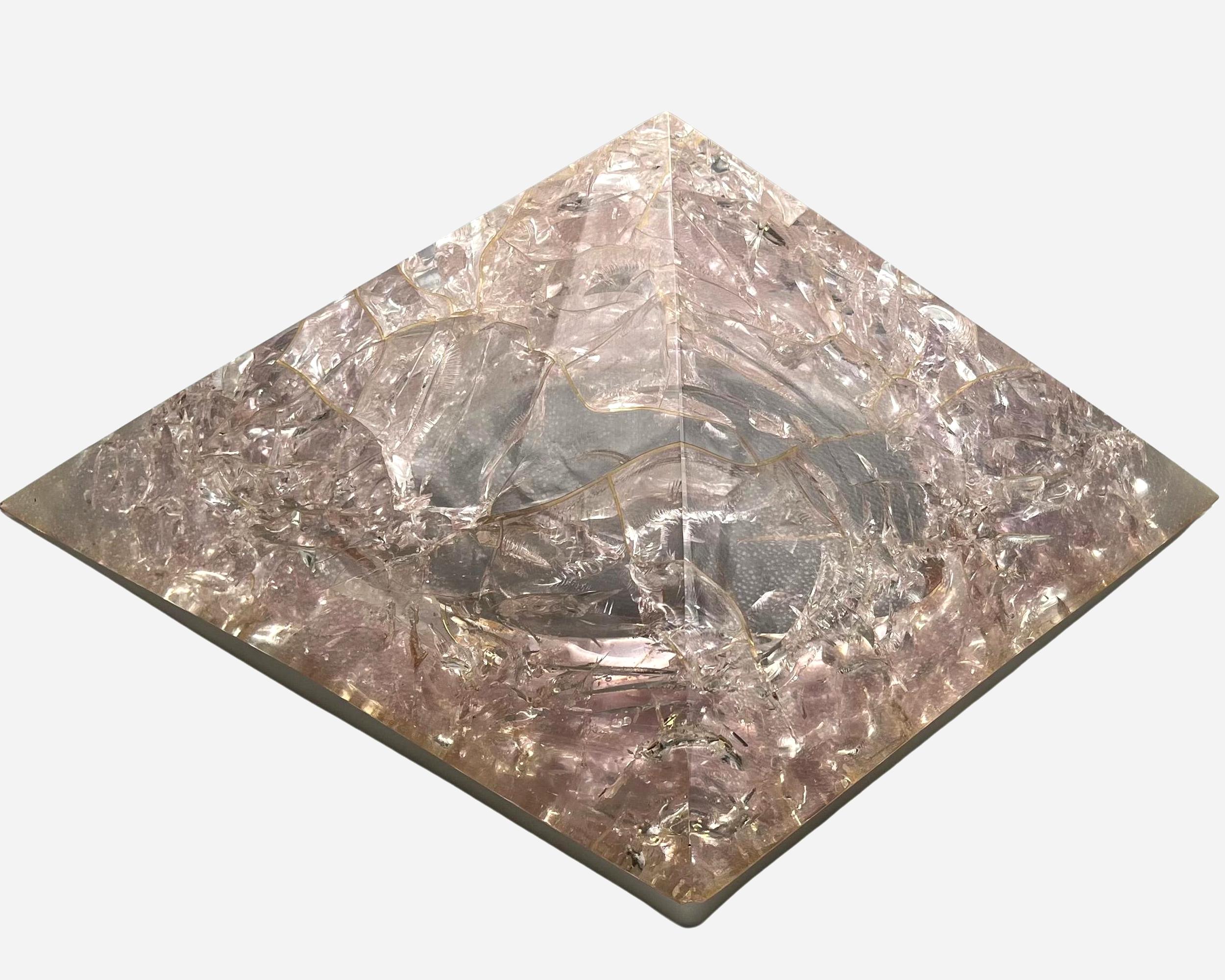 A rare and important pyramid in transparent pink-gray fractal resin by Pierre Giraudon, Atelier Giraudon.

Biography

Pierre Giraudon, France (1923-2012)
Pierre Giraudon was born in 1923 in Paris. After studying botany and biology at the Sorbonne,
