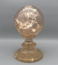 Large sphere on pedestal in fractal resin by Pierre Giraudon, France, circa 1970