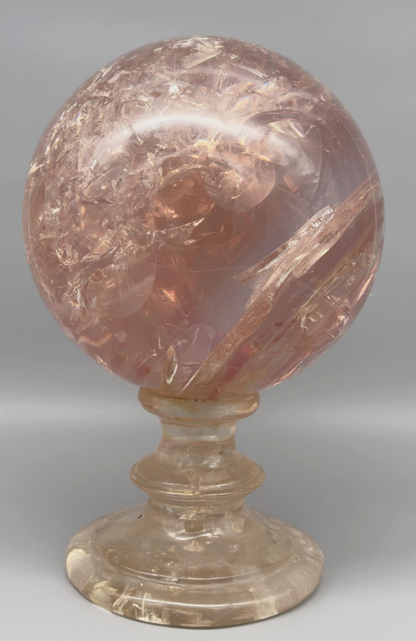 French Large sphere on pedestal in fractal resin by Pierre Giraudon, France, circa 1970 For Sale