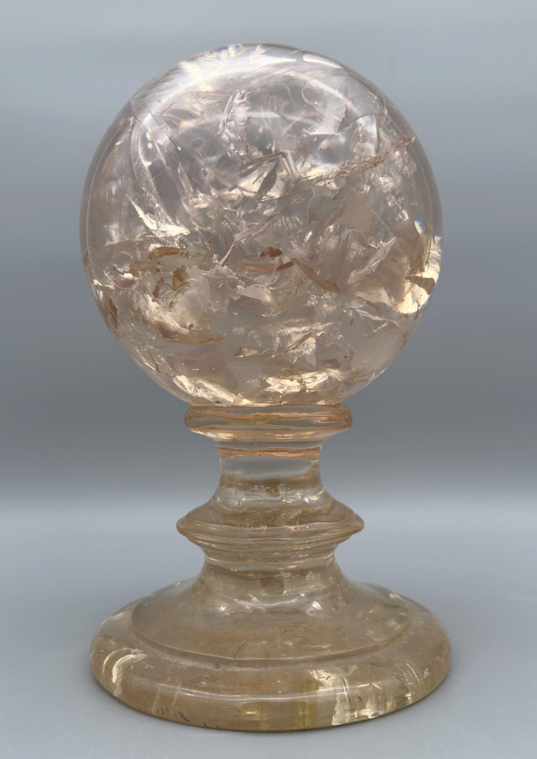Large sphere on pedestal in fractal resin by Pierre Giraudon, France, circa 1970 In Good Condition For Sale In Paris, FR