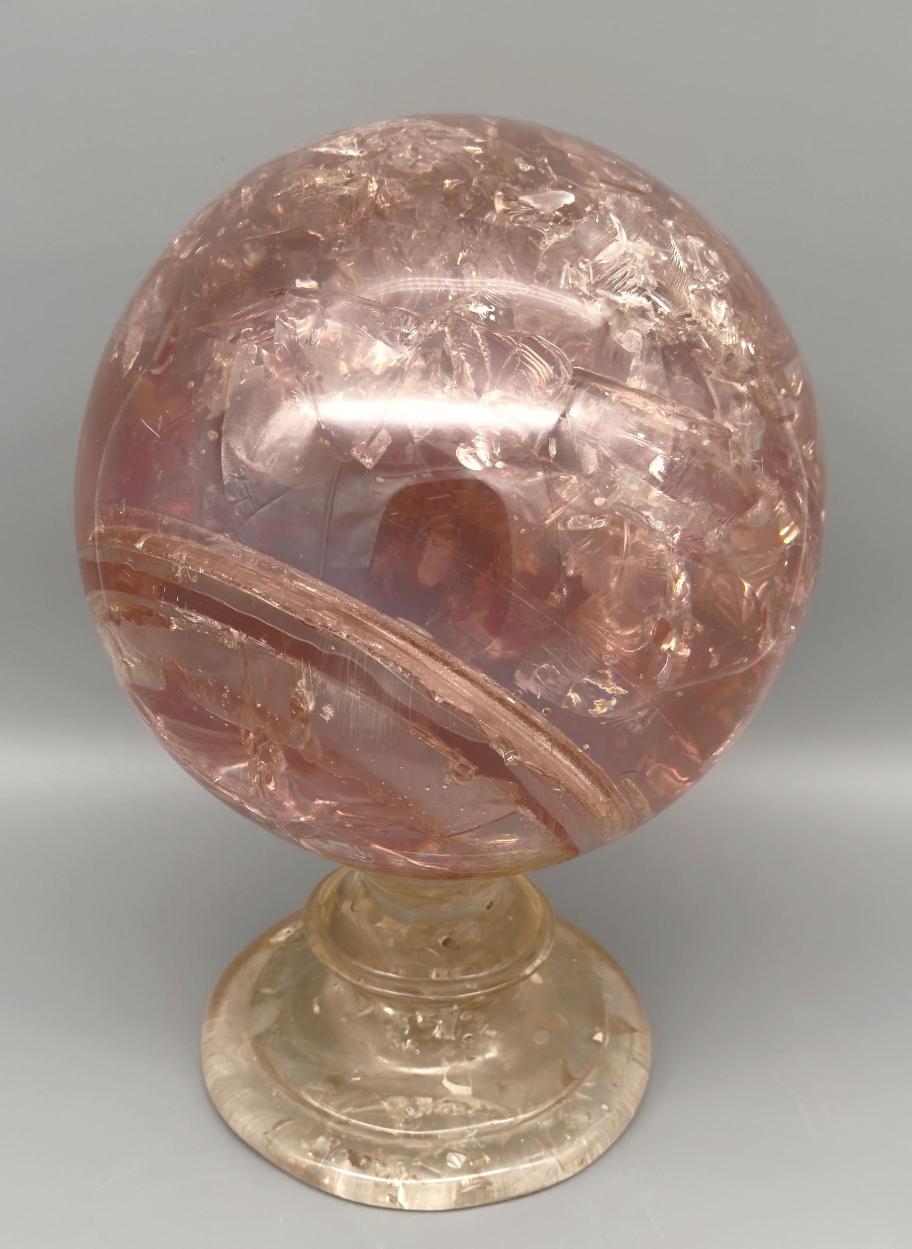 Large sphere on pedestal in fractal resin by Pierre Giraudon, France, circa 1970 In Good Condition For Sale In Paris, FR