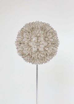Large Spherical Capiz Lotus Flower Floor Lamp 1970s by Rausch Beleuchtung