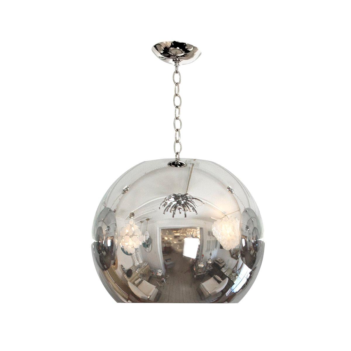 Large Spherical Chrome Pendant For Sale
