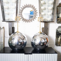 Large Spherical Mercury Glass Lamps