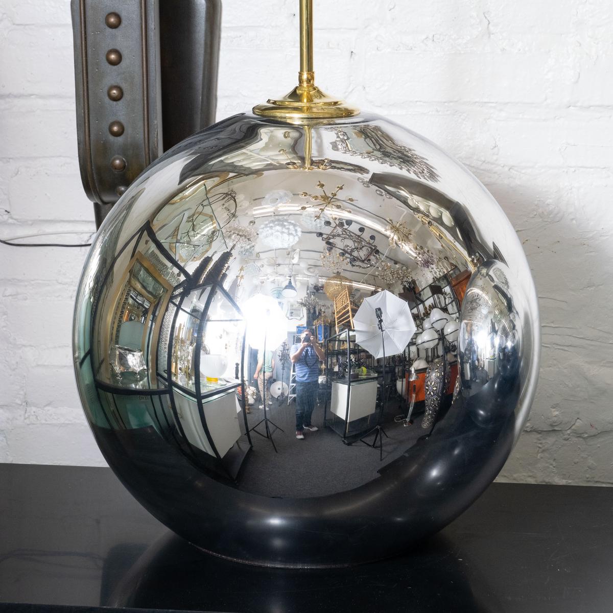Large Spherical Mercury Glass Lamps In Good Condition For Sale In Tarrytown, NY