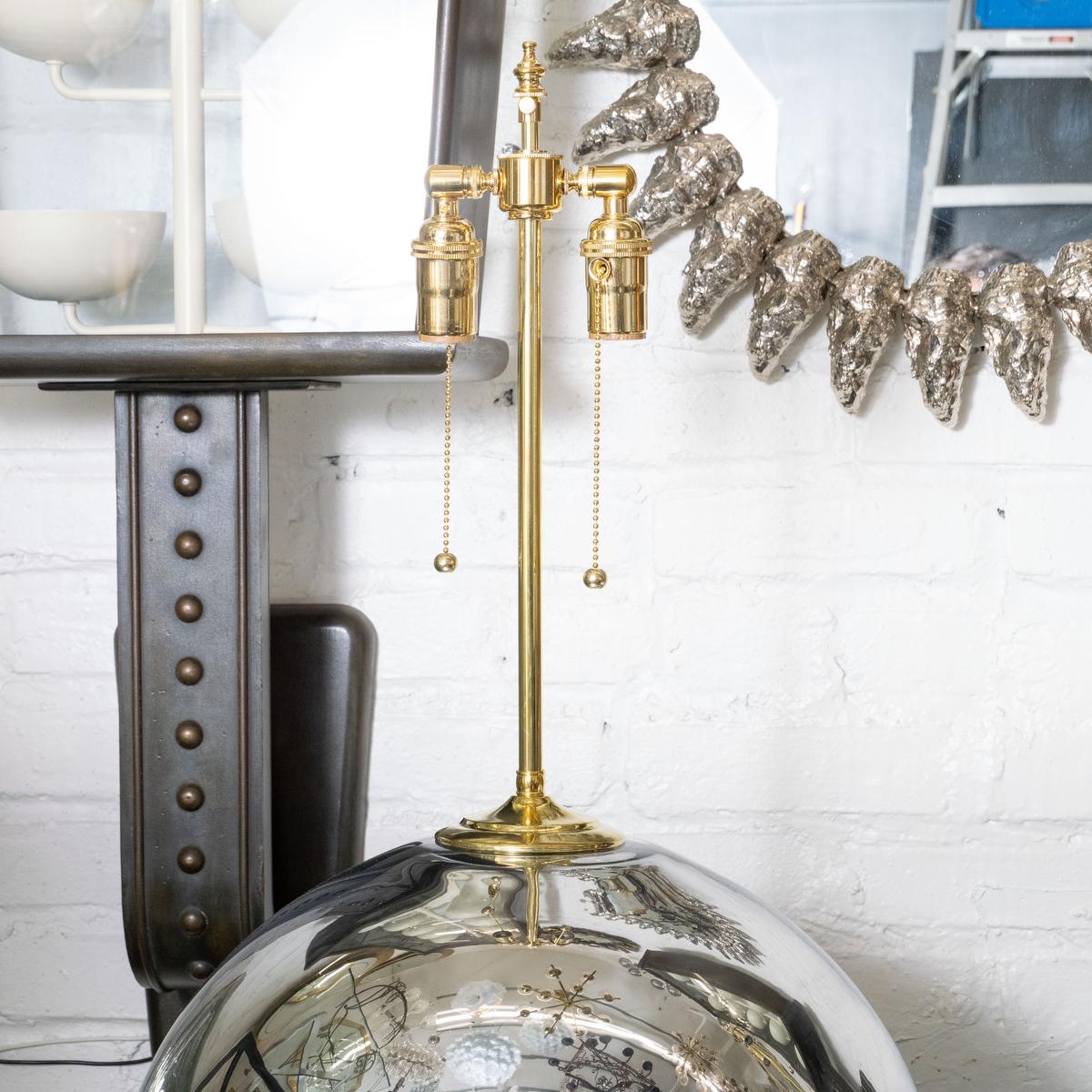Mid-20th Century Large Spherical Mercury Glass Lamps For Sale
