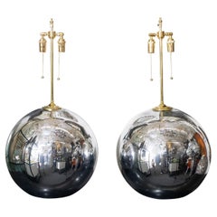 Vintage Large Spherical Mercury Glass Lamps