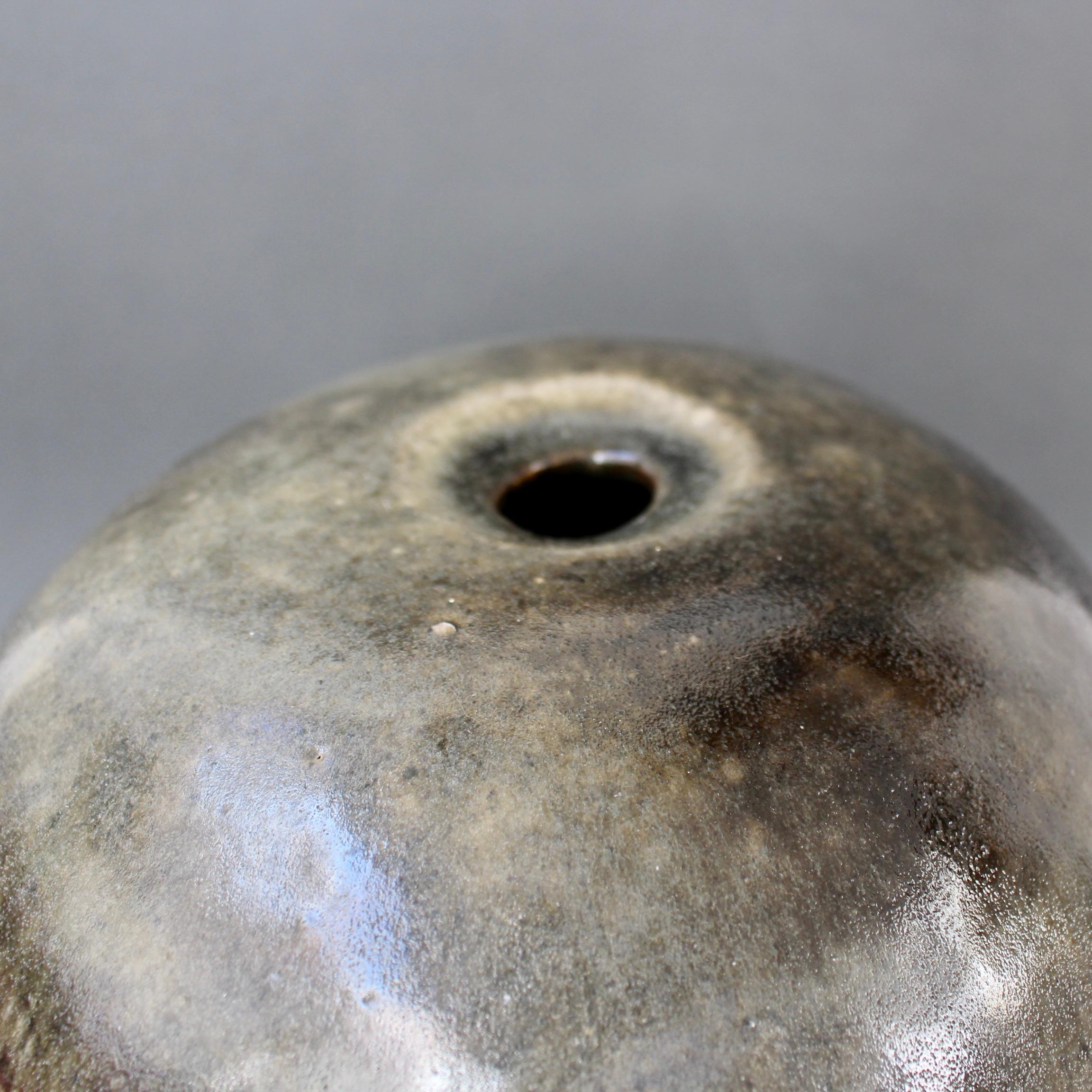 Large Spherical Stoneware Flower Vase by Ingeborg and Bruno Asshoff 'c. 1960s' For Sale 5