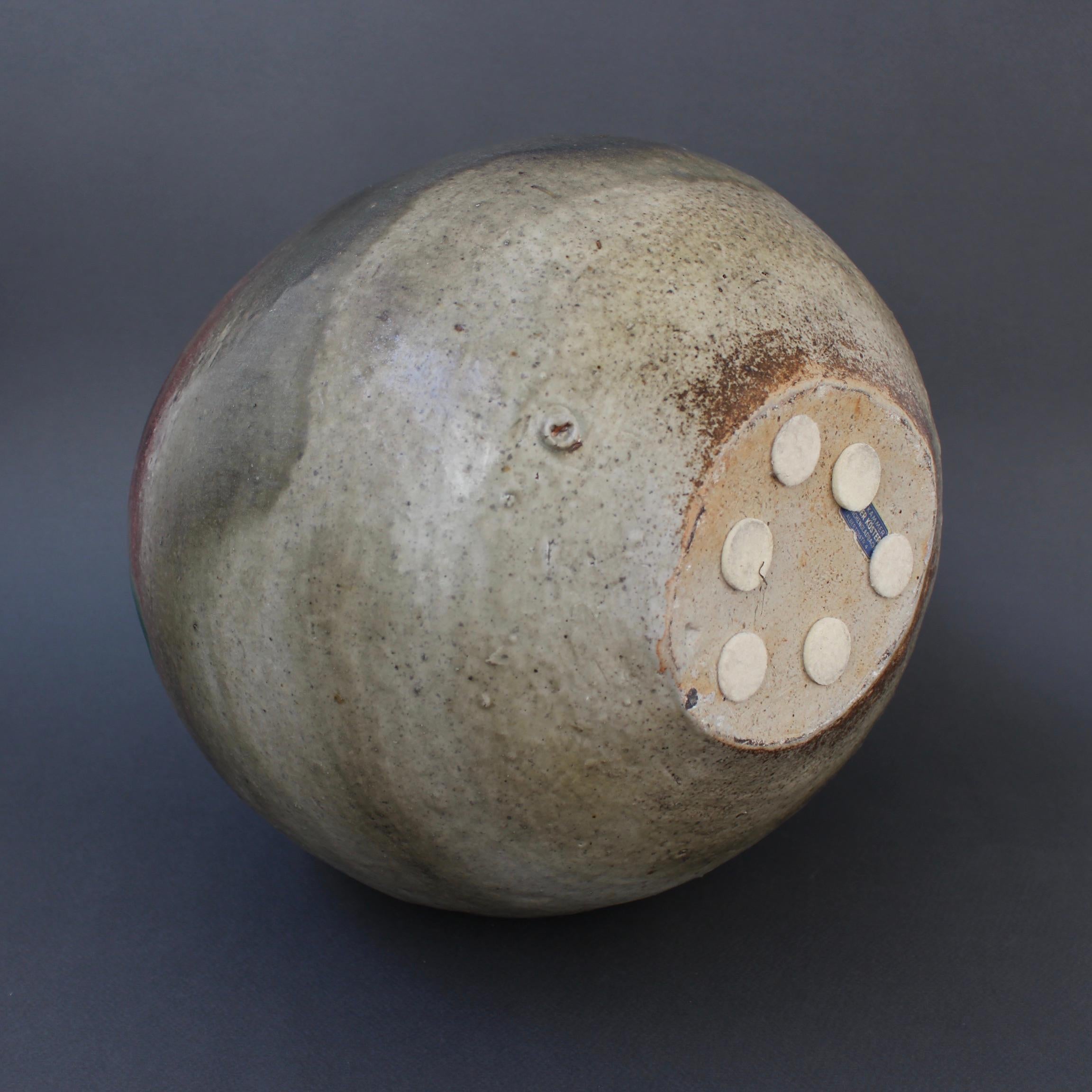Large Spherical Stoneware Flower Vase by Ingeborg and Bruno Asshoff 'c. 1960s' For Sale 7