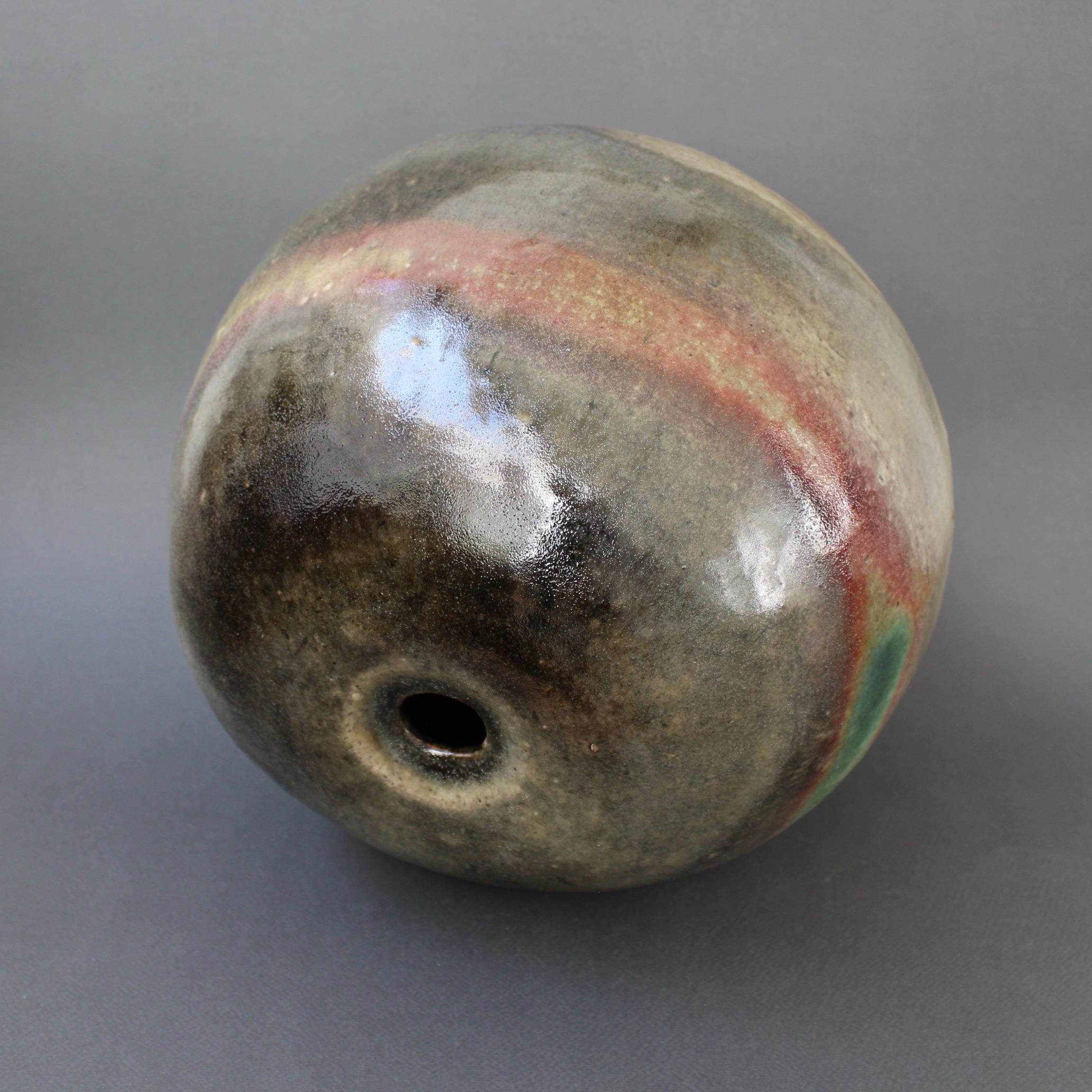 Large Spherical Stoneware Flower Vase by Ingeborg and Bruno Asshoff 'c. 1960s' For Sale 8