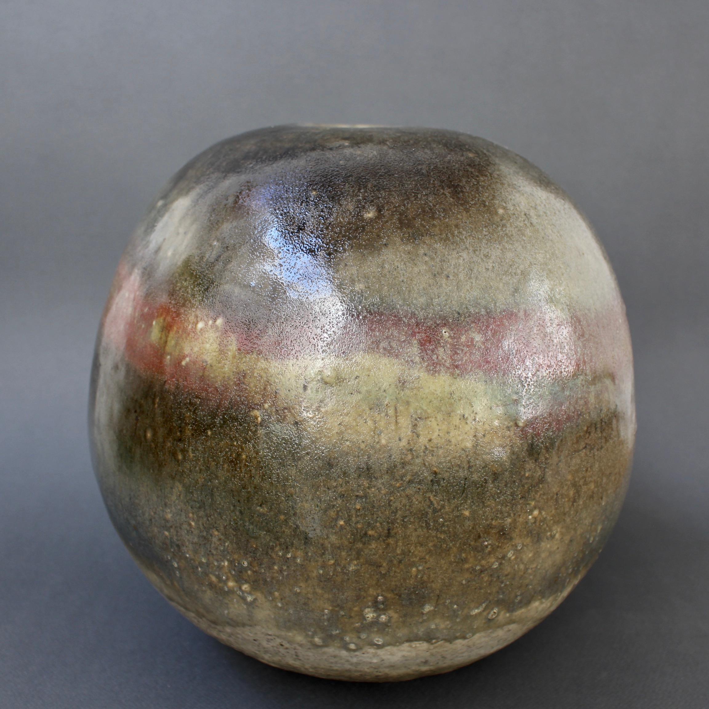 Large Spherical Stoneware Flower Vase by Ingeborg and Bruno Asshoff 'c. 1960s' In Good Condition For Sale In London, GB