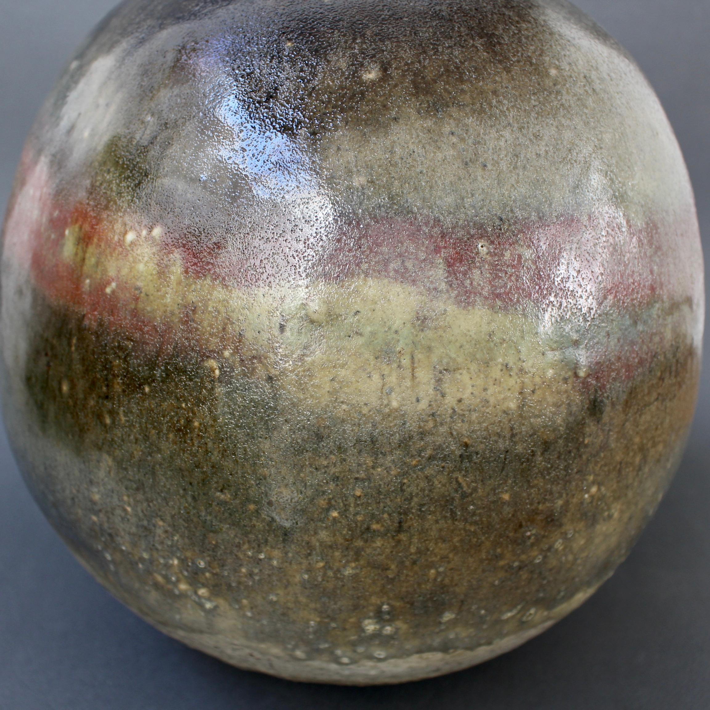 Mid-20th Century Large Spherical Stoneware Flower Vase by Ingeborg and Bruno Asshoff 'c. 1960s' For Sale