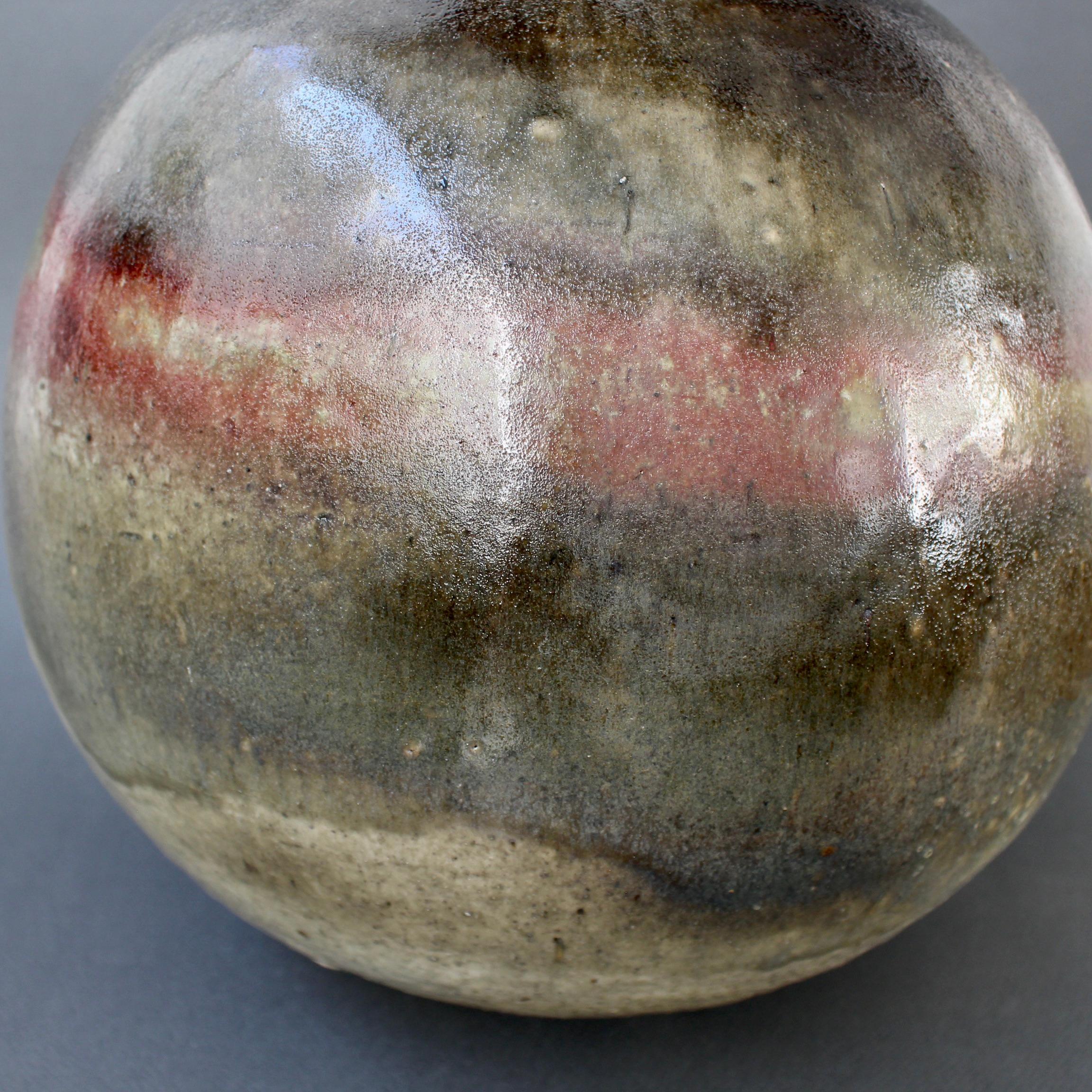 Large Spherical Stoneware Flower Vase by Ingeborg and Bruno Asshoff 'c. 1960s' For Sale 1