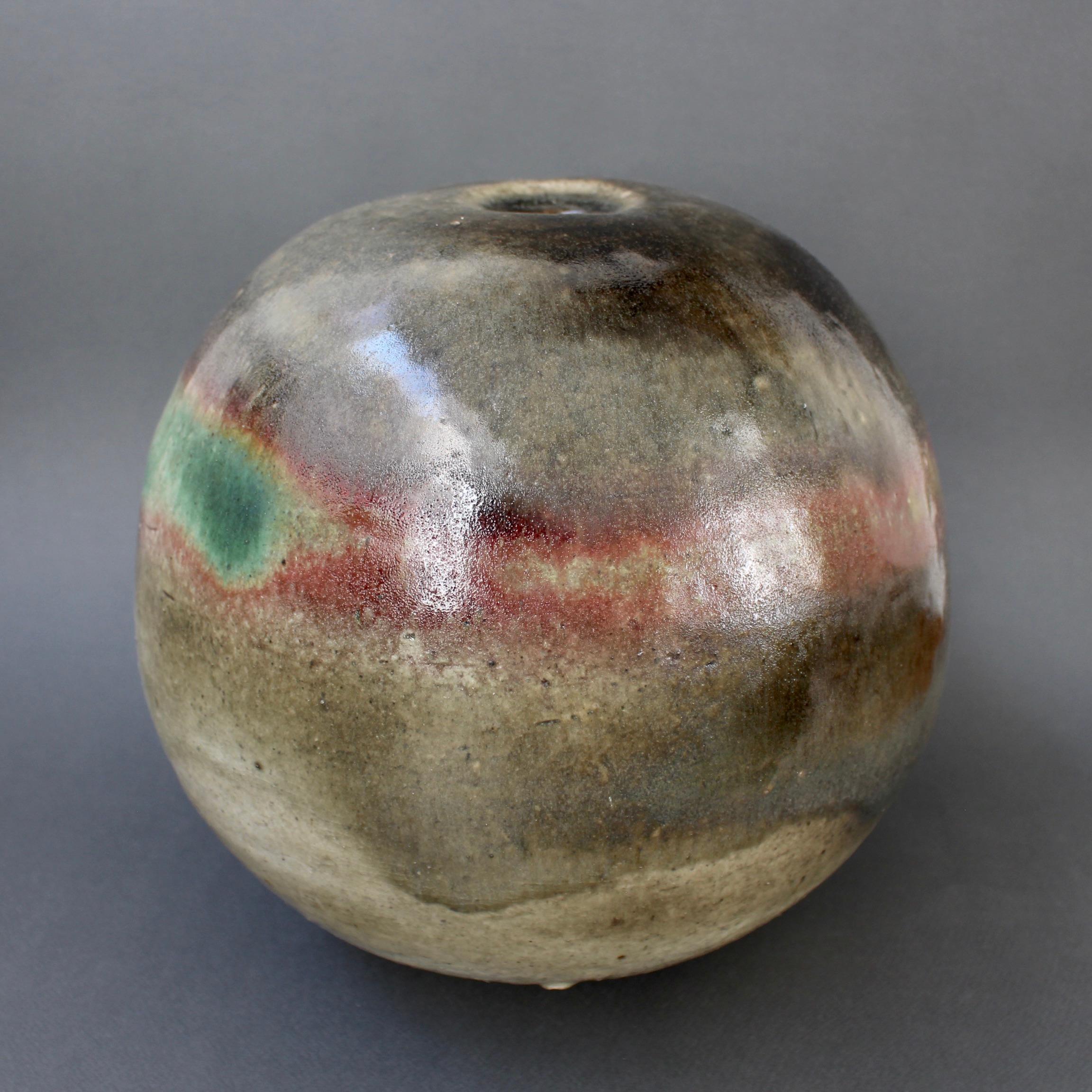 Large Spherical Stoneware Flower Vase by Ingeborg and Bruno Asshoff 'c. 1960s' For Sale 2