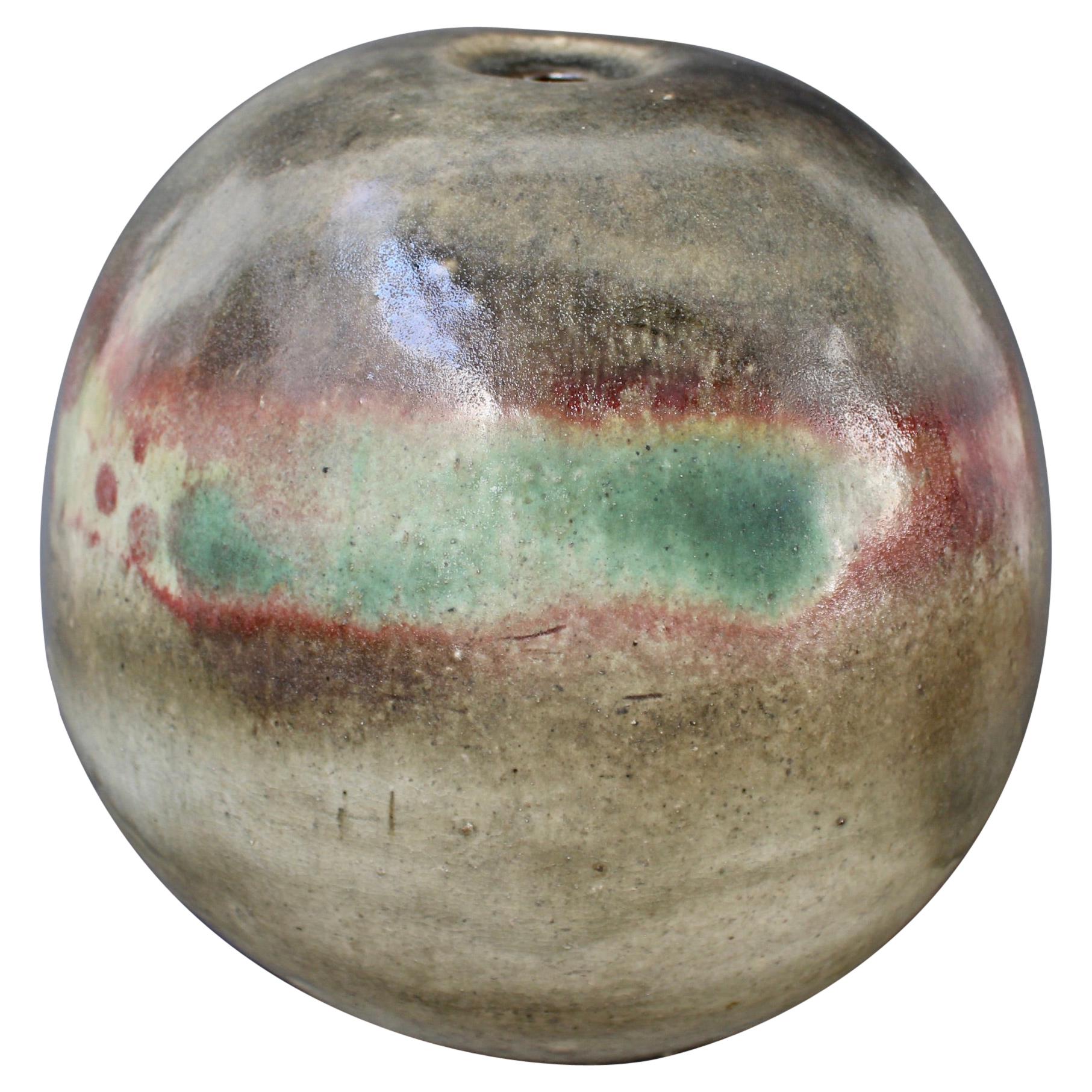 Large Spherical Stoneware Flower Vase by Ingeborg and Bruno Asshoff 'c. 1960s' For Sale