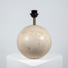 Large Spherical Vintage Travertine Stone Globe Table Lamp, Italy 1970s