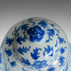 Large Spice Jar Decorative, Blue and White, Baluster Vase with Lid, 20th Century