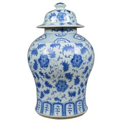 Large Spice Jar Decorative, Blue and White, Baluster Vase with Lid, 20th Century