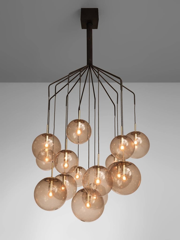 Large 'Spider' Chandelier with 15 Spheres in Smoked Glass ...