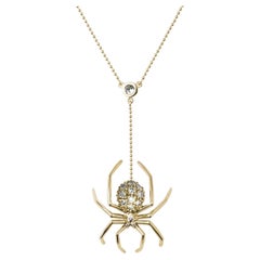 Large Spider Lariat Necklace Yellow Gold Diamonds
