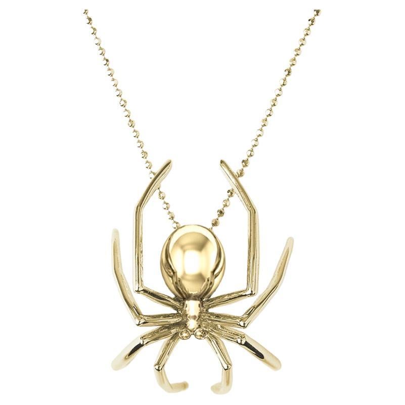 14k Solid Yellow Gold Large Spider Pendant jherwitt unique gift For Sale