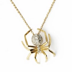 14k White Gold Diamonds Large Spider Pendant Necklace jherwitt unique gift