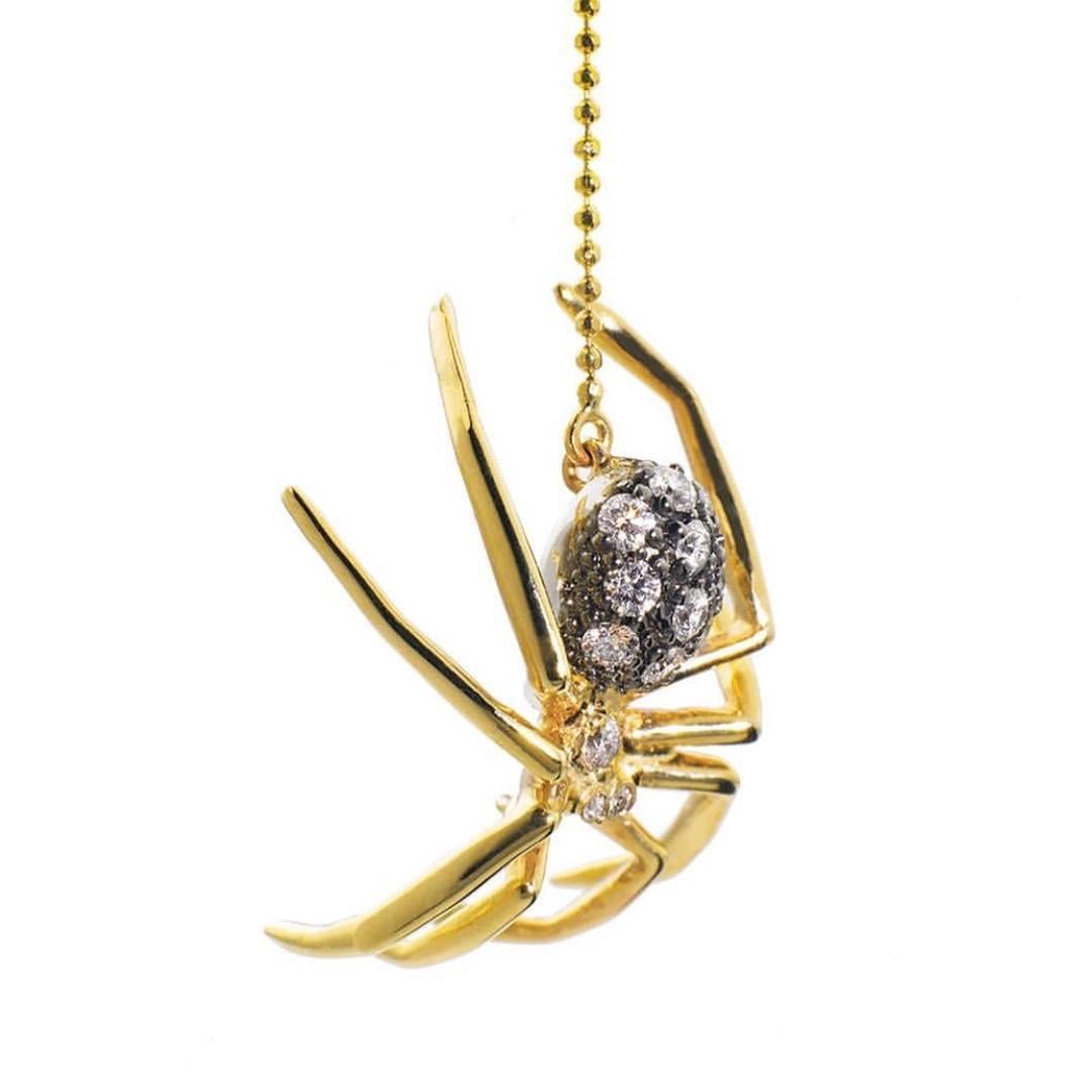 14k Weißgold Diamanten Großer Spinnen-Anhänger Halskette jherwitt einzigartiges Geschenk (Künstler*in) im Angebot