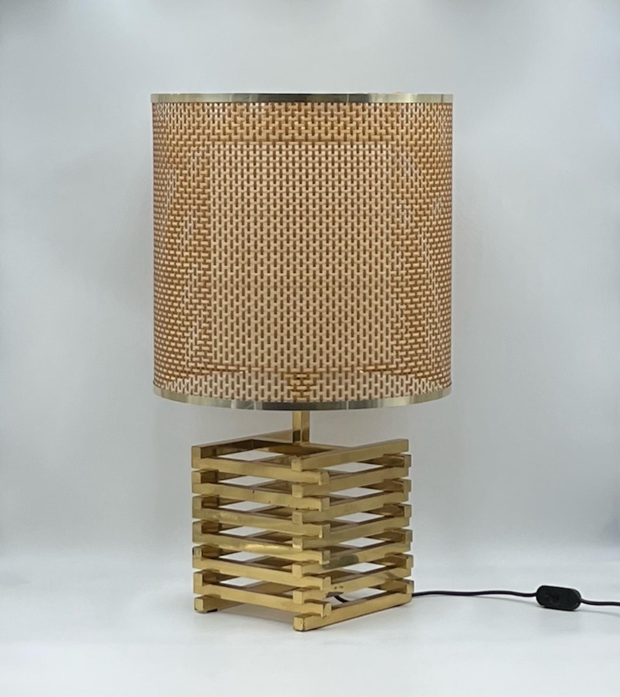 Amazing Vintage Table Lamp 'Spiga' in Heavy Brass by Enrico Tronconi, 1960s For Sale 1