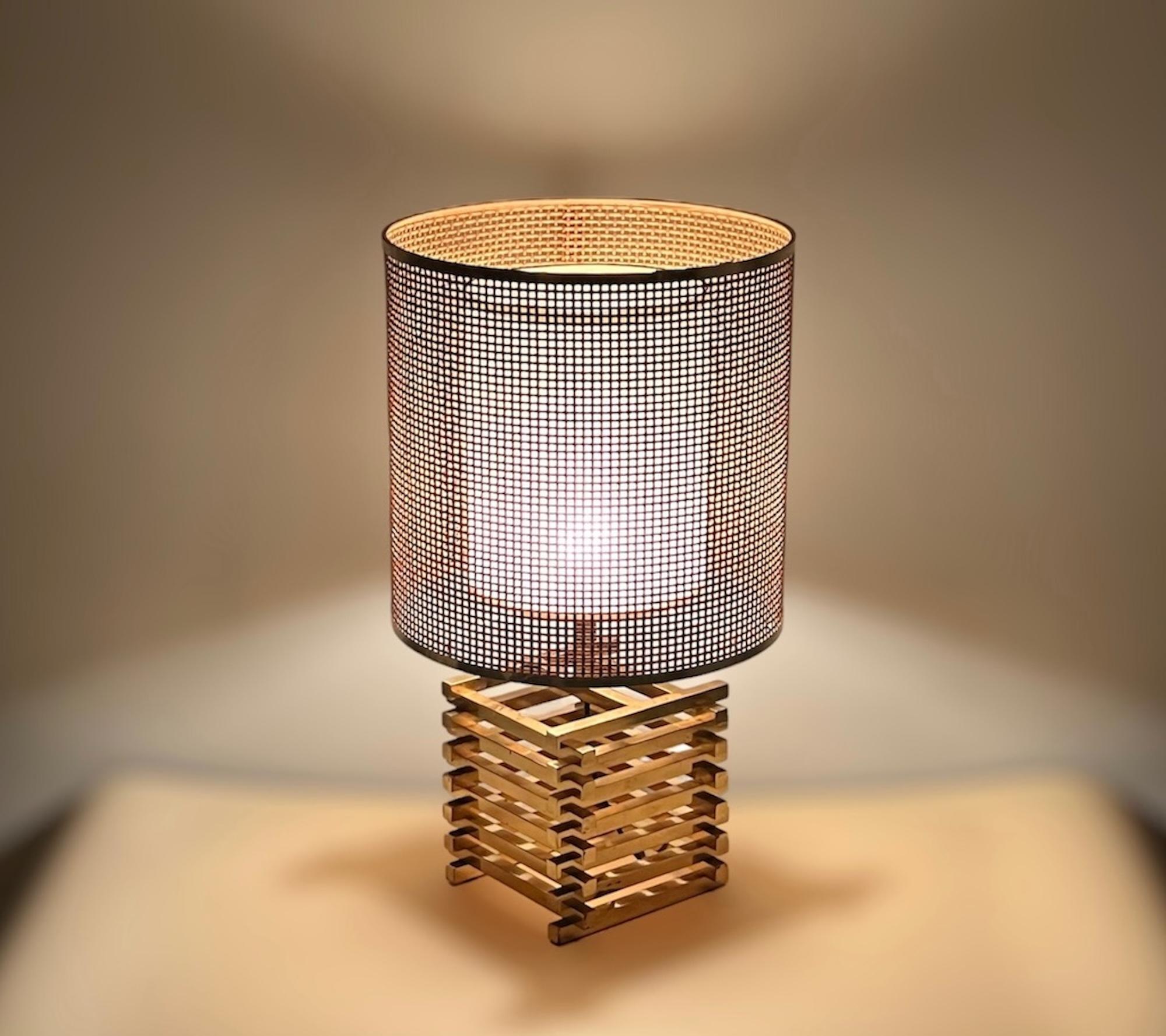 Large 'Spiga' Brass Table Lamp by Enrico Tronconi, 1960s For Sale 3