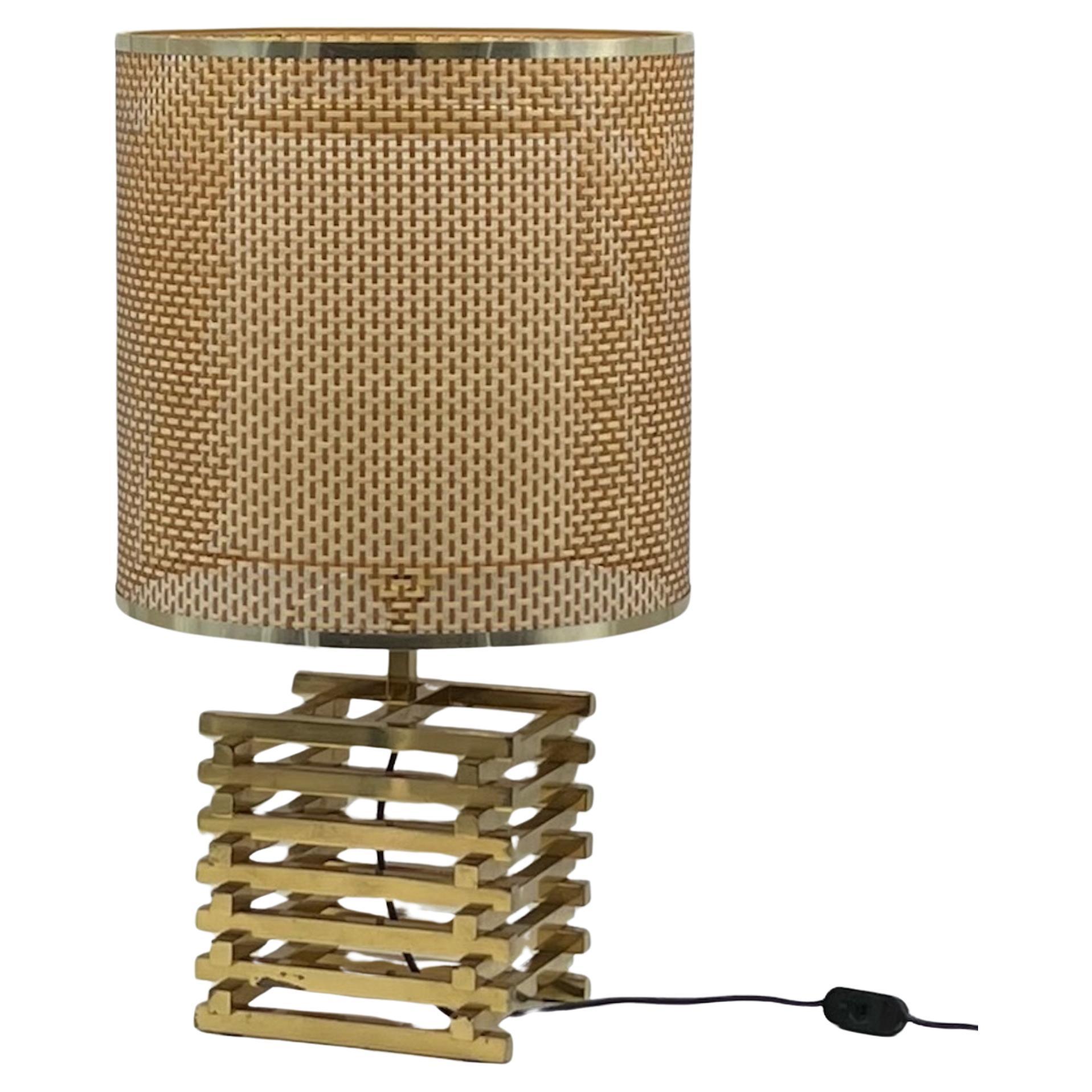 Large 'Spiga' Brass Table Lamp by Enrico Tronconi, 1960s For Sale