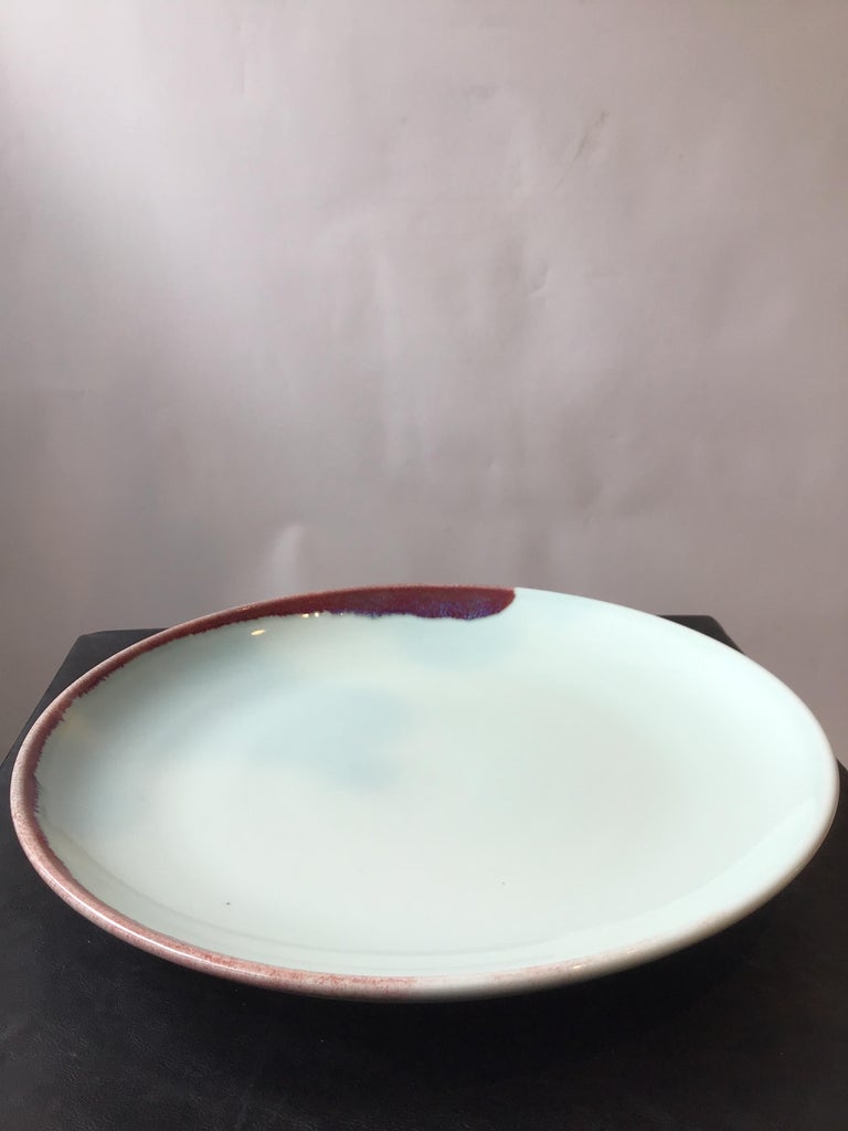 Large Spin Ceramics Dish with Red Accents For Sale at 1stDibs