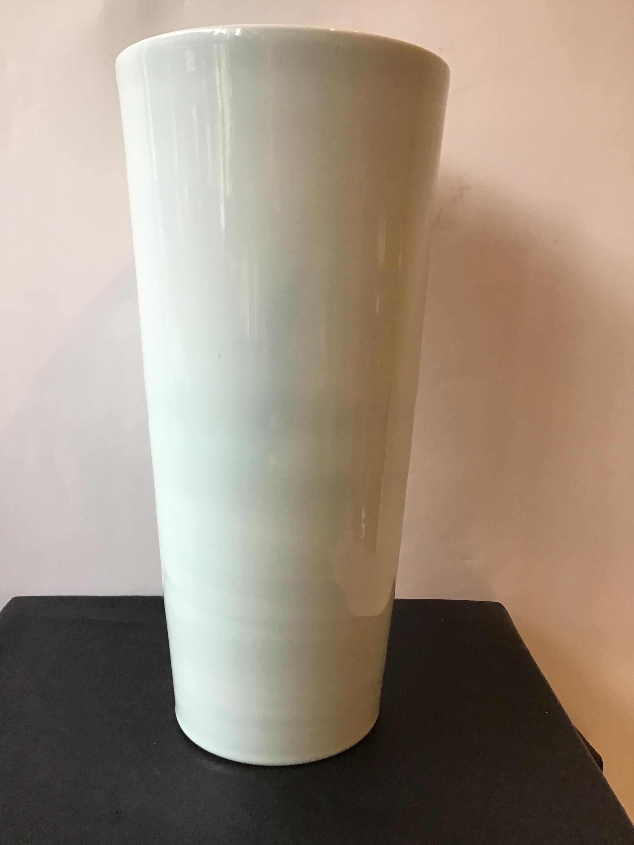Céramique Grand vase en céramique Spin à tourbillons bleus en vente