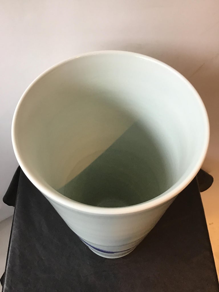 Large Spin Ceramics Vase with Blue Swirl For Sale at 1stDibs