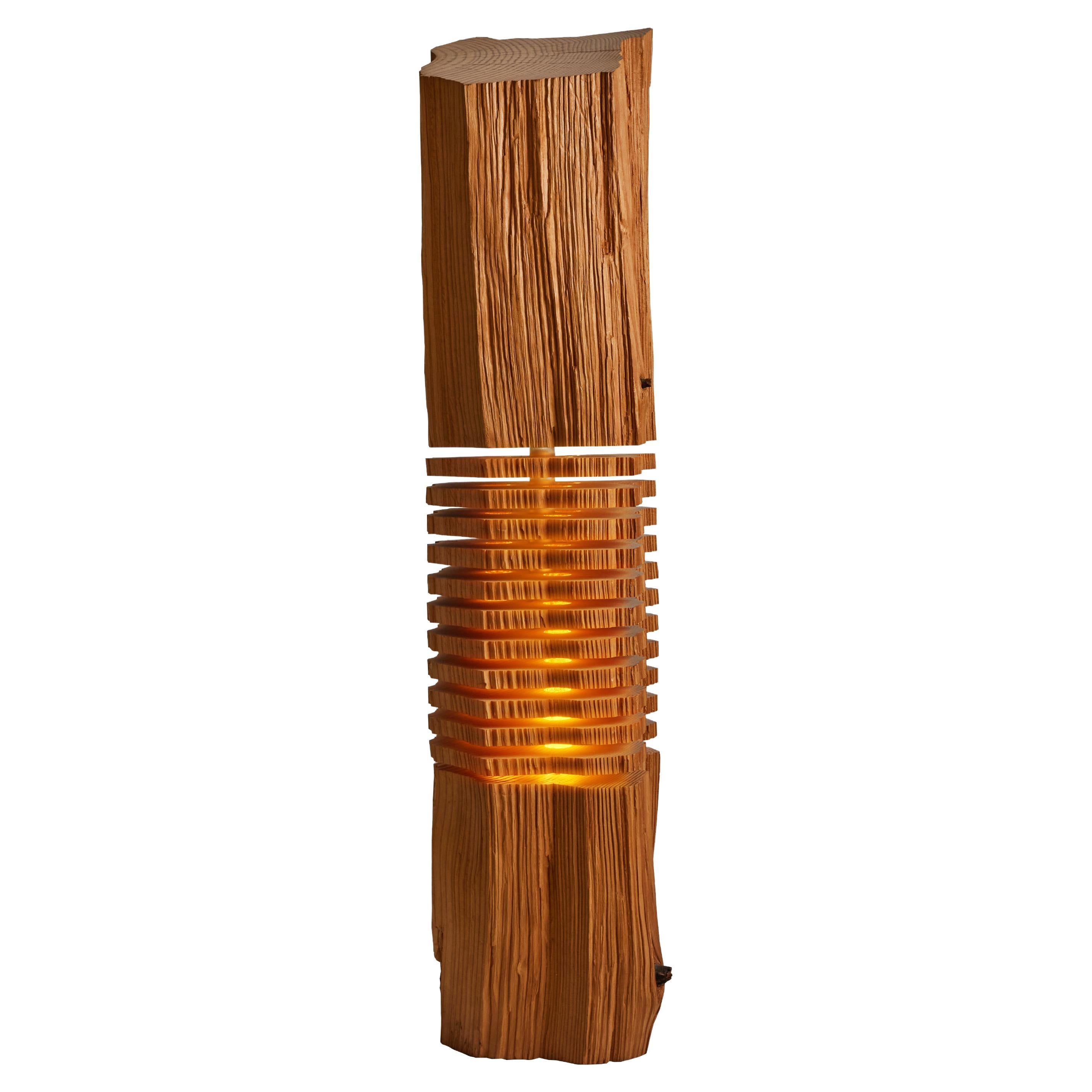 Large Split Grain Wood Light Sculpture