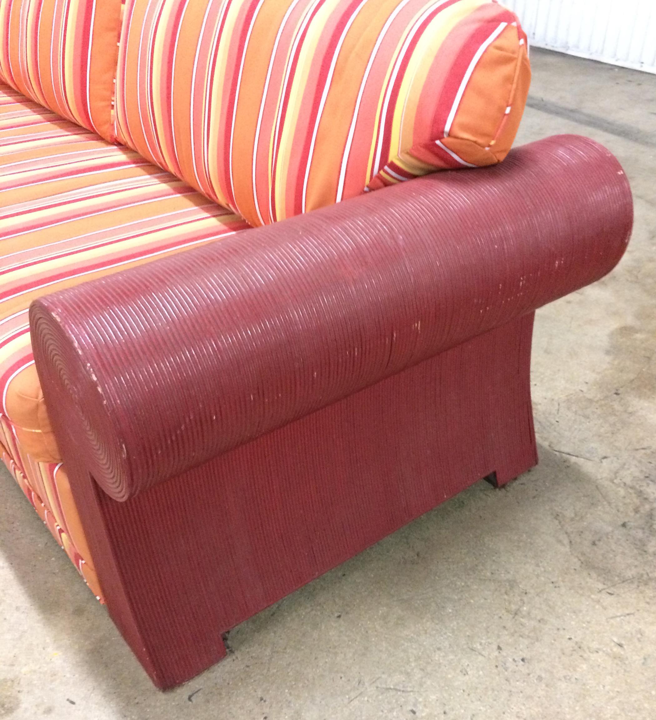 Large Split Reed Sofa 1980s In Good Condition In West Palm Beach, FL