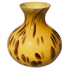 Large Spotted Murano Art Glass Vase in Browns - Italy