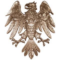 Grande targa da parete con aquila diffusa, insegna commerciale araldica
